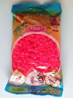 1000 HAMA Bügelperlen midi, Neon - Fuchsia Nr. 32, f. Stiftplatten, Perlen 5mm pink