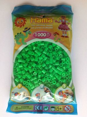 1000 HAMA Bügelperlen midi, Fluor - Grün Nr. 42, f. Stiftplatten, Perlen 5mm
