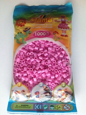 1000 HAMA Bügelperlen midi, Pastell - Pink Nr. 48, f. Stiftplatten, Perlen 5mm rosa