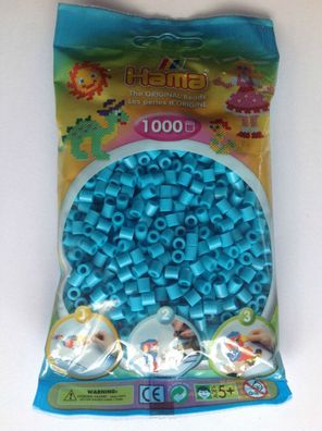 1000 HAMA Bügelperlen midi, Azurblau Nr. 49, f. Stiftplatten, Perlen 5mm blau