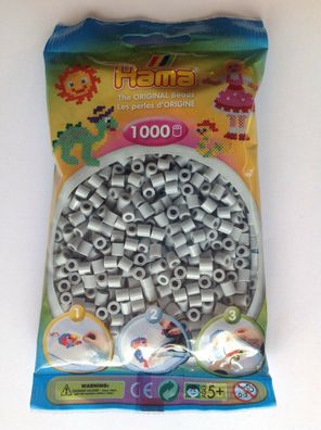 1000 HAMA Bügelperlen midi, Hellgrau Nr. 70, f. Stiftplatten, Perlen 5mm grau