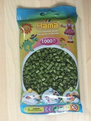 1000 HAMA Bügelperlen midi, Helle Olive Nr. 84, f Stiftplatten, Perlen 5mm grün