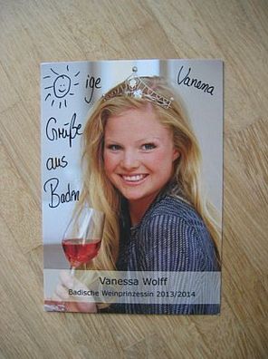 Badische Weinprinzessin 2013/2014 Vanessa Wolff - handsigniertes Autogramm!!!