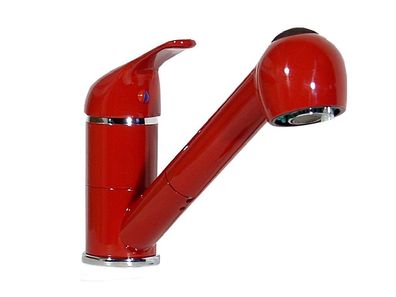 Einhebel-Küchenarmatur Spüle Wasserhahn mit Geschirrbrause rot