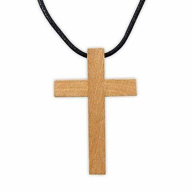 Halskette Kreuz Holzkreuz Kirche Jesus Gott mit Band schwarz