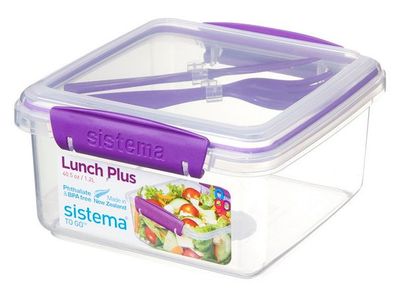 Sistema 1,2 L Lunchbox Plus To Go mit Besteck 216526 - transparent / Lila