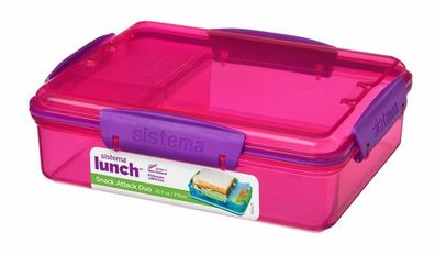 Sistema 975 ml Lunchbox "Snack Attack" 3fach unterteilt 41482 - Pink