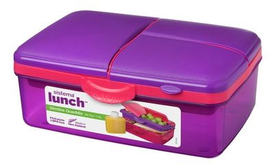 Sistema 1,5 Liter Lunchbox "Quaddie"+ Trinkflasche 3965 - LILA (pinker Clip)