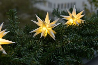 3er LED Sternenkette 12cm weiß für Batterie Außen Lichterkette Stern Weihnachten