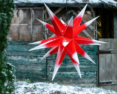 Außenstern XXL ROT WEISS 3D Weihnachtsstern 80cm Adventsstern Leuchtstern Stern