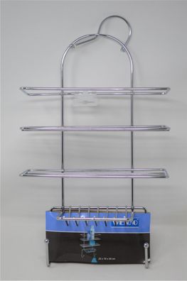 WENKO Exklusiv Duschdiener mit 2 Ablagen Duschablage, Stahl, 25 x 54 x 10 cm