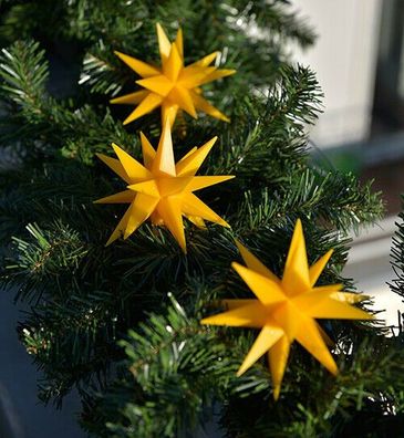 3er LED Sternenkette 12cm gelb Batterie für Außen Lichterkette Stern Weihnachten