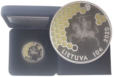 10 Euro Silber Baumbienenhaltung - Bienenwaben Litauen 2020 PP