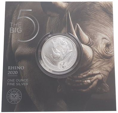 Süd Afrika 1 Oz Silber Nashorn 2020 Big Five Blisterkarte nur 15.000 Stück !