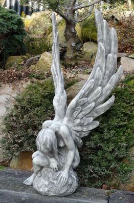 Engelfrau Athene 80cm hoch Engel Skulptur Steinfigur Steinguss Vidroflor