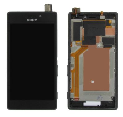 Original Sony Xperia M2 D2303 Display LCD Rahmen Gehäuse Schwarz Akzeptabel