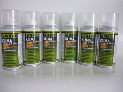 6 x Petec Klima Fresh & Clean Automatik Spray Orange 150ml 71460