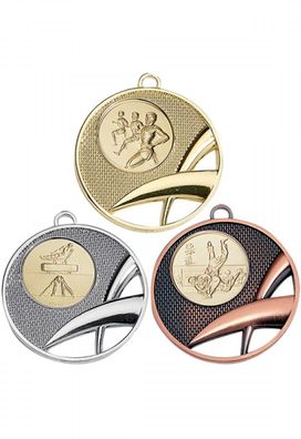 Medaille in gold, silber, bronze X-Design ca. 5 cm