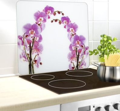 Wenko, Multi-Platte Herdabdeckplatte Glasplatte Abstellplatte Orchideenblüte
