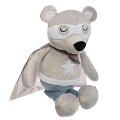 Teddybär SUPER HERO, 42 cm, grau