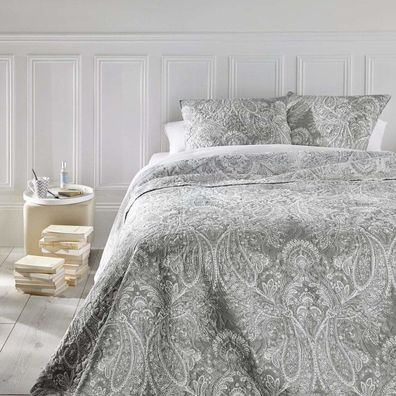 Set aus zwei Kissenbezügen und Tagesdecke „Marie“ für graue gemusterte Betten