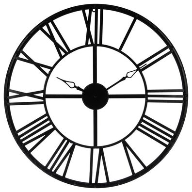 Schwarze Wanduhr Ø 70 cm, moderne Uhr, dekorative Uhr, Metallwanduhr, Wohnuhr
