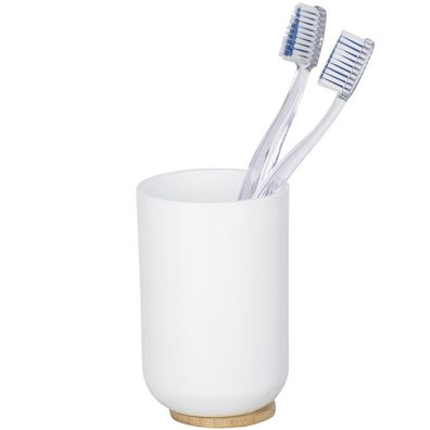 Becher für Zahnbürste, Kunststoff und Bambus Badezimmer-Behälter - WENKO