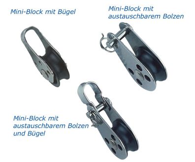 Miniblock Block Umlenkrolle Edelstahl 45 mm in A2 / AISI304 oder A4 / AISI316
