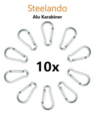 10x Silbernde Aluminium Karabinerhaken - Alu Karabiner Set Schlüsselanhänger