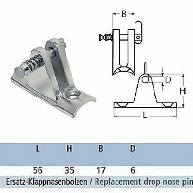 Verdecksbeschlag 90° runde Ausführung - mit Klappnasenbolzen V4A Reling Bimini