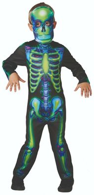 Rubies 2630707 - Neon Skeleton, Halloween Kinder Kostüm, nachtleuchtend Gr. M-L