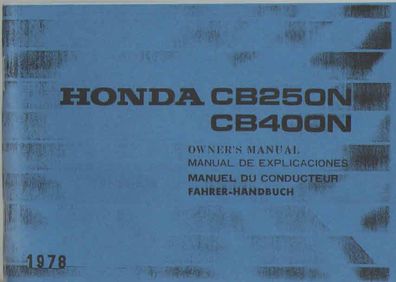 Handbuch Honda CB 250 N , CB 400 N, Motorrad