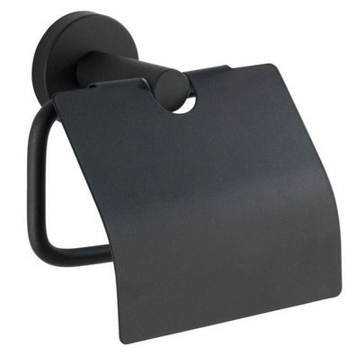 Toilettenpapierhalter mit Klappe BOSIO, schwarz, WENKO