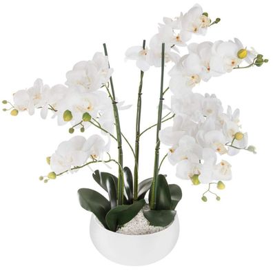 Orchideen-Übertopf, Keramik, Weiß, Orchidee, D. 25 x H. 65 cm - Atmosphera