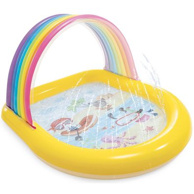 Aufblasbares Planschbecken für Kinder Regenbogen, mit Dusche, INTEX