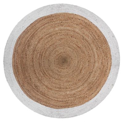 Jute-Teppich, rund, Ø 120 cm, mit weißem Rand