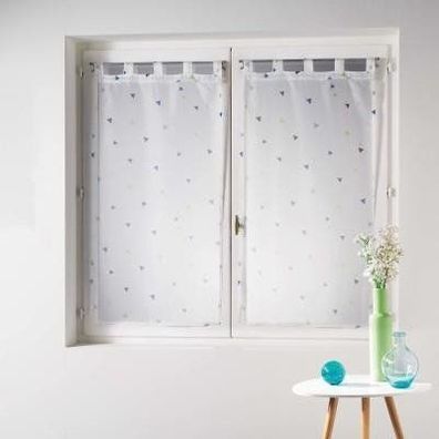 Gardine für Küche TRIGO, kurz, 60 x 160 cm, weiß - Douceur d'intérieur