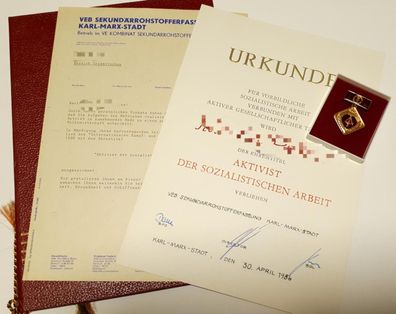 Abzeichen "Aktivist der sozialistischen Arbeit" VEB Sekundärrohstofferfassung