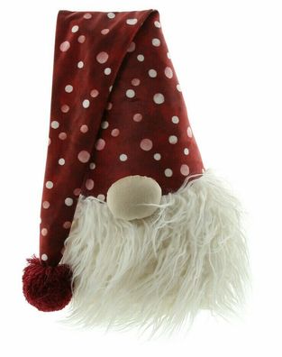 Wichtel Rot Textil Figur Zipfelmütze Bommel Advent Winter Weihnachten Höhe 35 cm