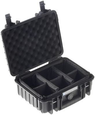 B&W Outdoor Case Type 1000 schwarz mit Facheinteilung