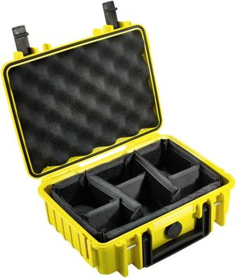 B&W Outdoor Case Type 1000 gelb mit Facheinteilung