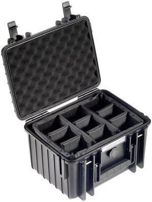 B&W Outdoor Case Type 2000 schwarz mit Facheinteilung