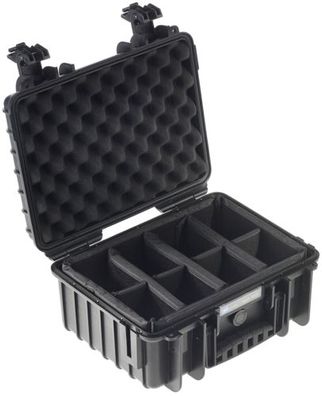 B&W Outdoor Case Type 3000 schwarz mit Facheinteilung