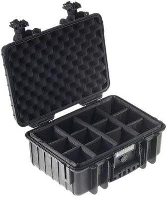 B&W Outdoor Case Type 4000 schwarz mit Facheinteilung