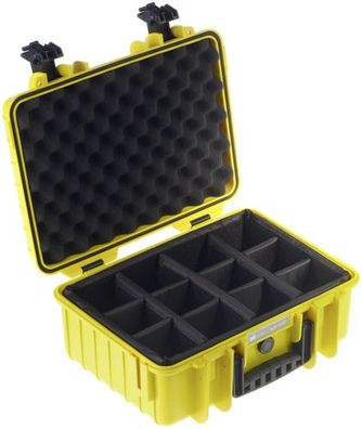 B&W Outdoor Case Type 4000 gelb mit Facheinteilung