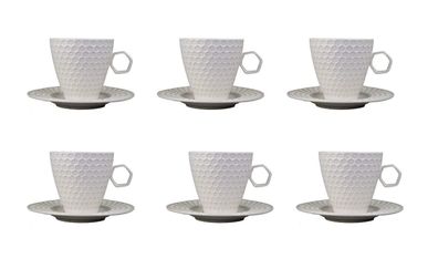 Edle Teetasse Mokka oder Kaffeeservise Porzellan Weiß 12 Teile Tasse Becher