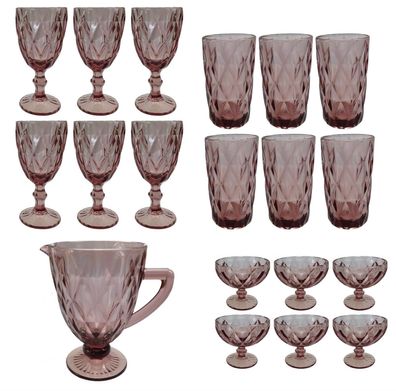 Vintage Weinglas Glas Gläser Weingläser Eisbecher Wasserglas Wasserkug lila