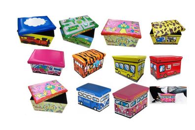 Hocker 40x25x25 cm Spielzeugbox Spielzeugtruhe Spielzeugkiste Aufbewahrungsbox