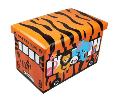 Hocker Faltbarer Spielzeugbox Spielzeugtruhe Spielzeugkiste Safari Bus 49x31x31