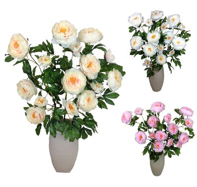 Pfingstrosen 116cm Seidenblumen Kunstblumen Blumenstrauß wie echt 3 er Set